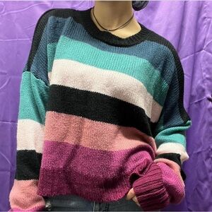 Cool multi-colored striped sweater 💙💗💜